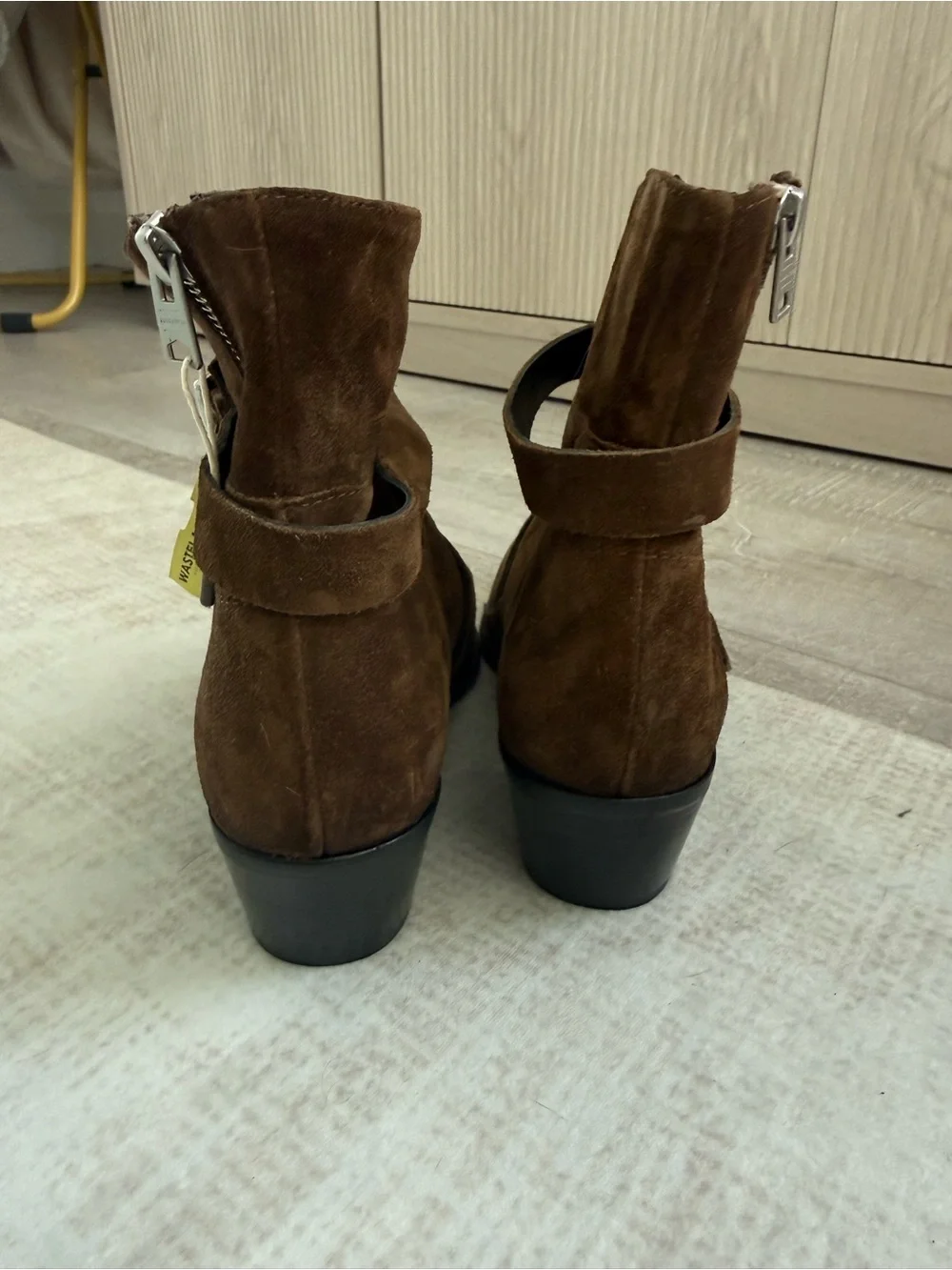 AllSaints Brown Suede Buckle Ankle Boots